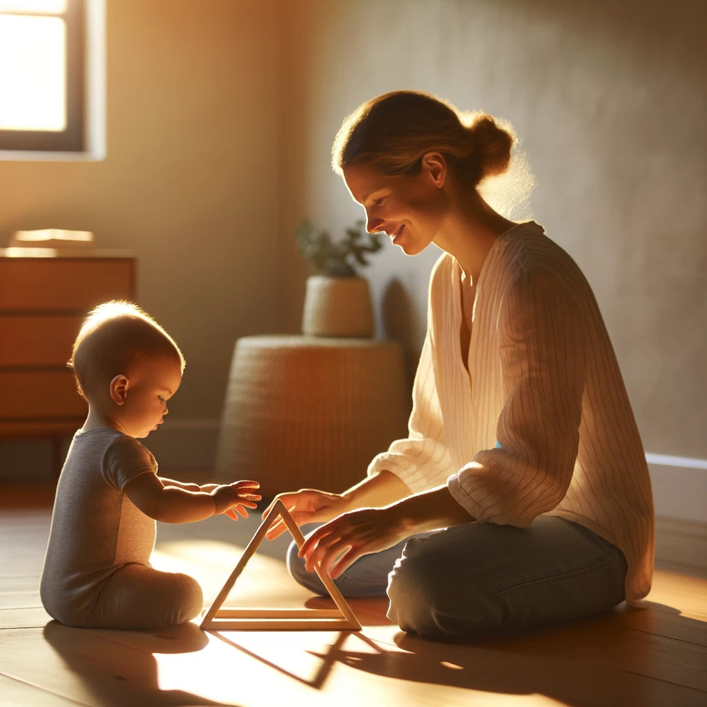 A Parent and child engaged in mindful play that resonates with the Pikler approach to parenting