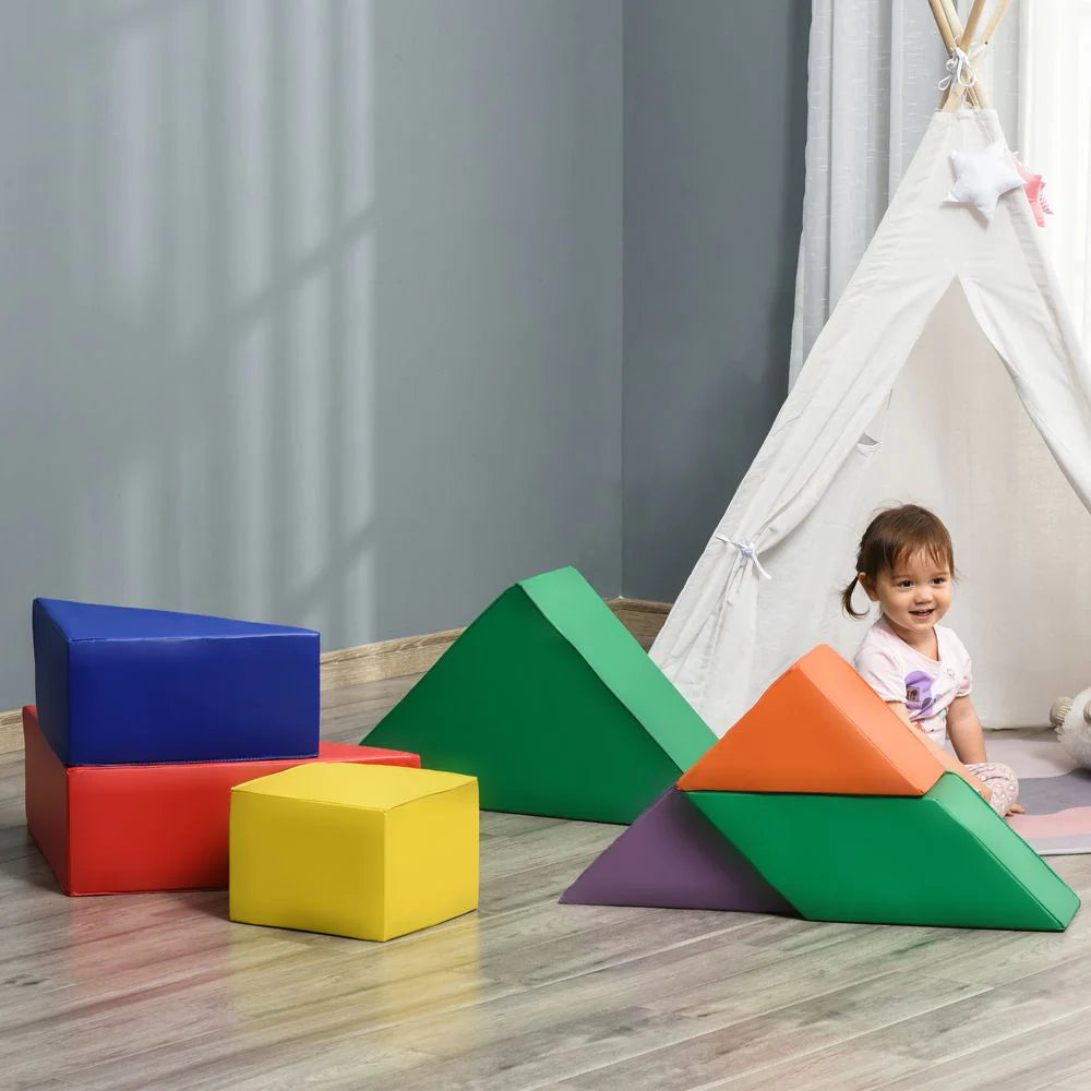 Soft Play set comprising colourful shapes