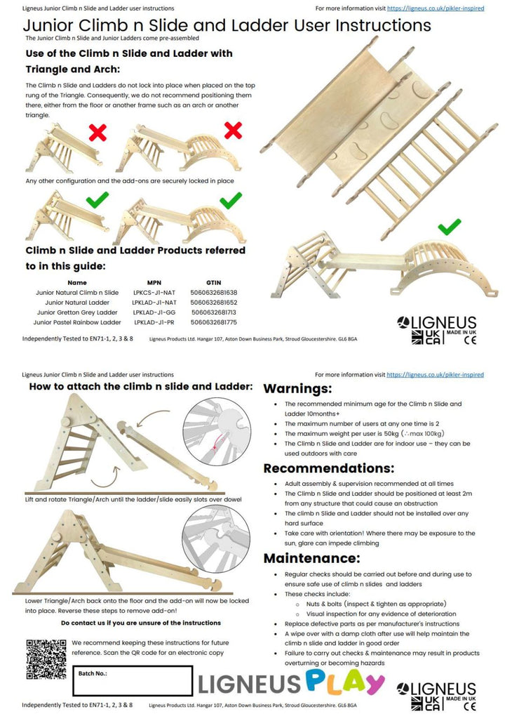 Pikler junior climb n slide and ladder user instructions