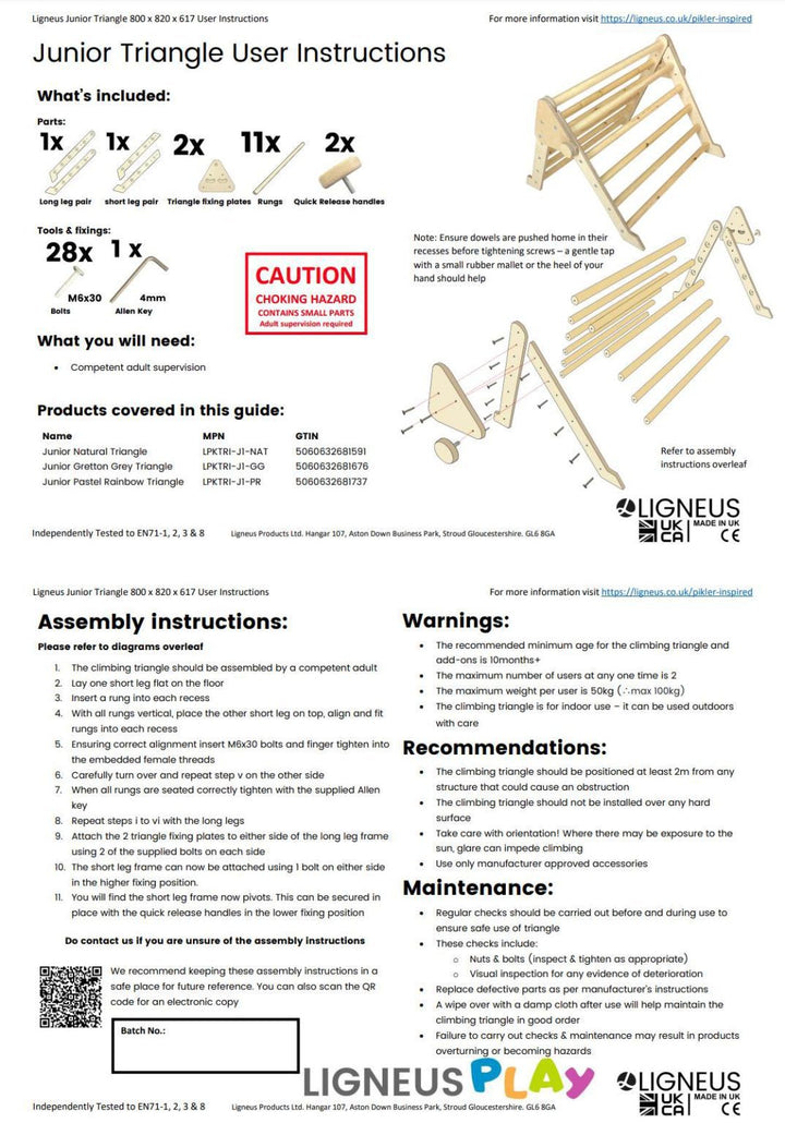 Pikler junior triangle user instructions