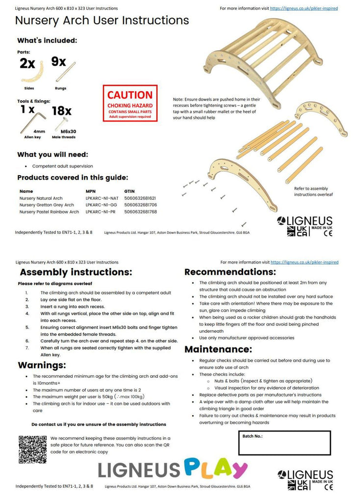 Pikler nursery size rocker arch user guide