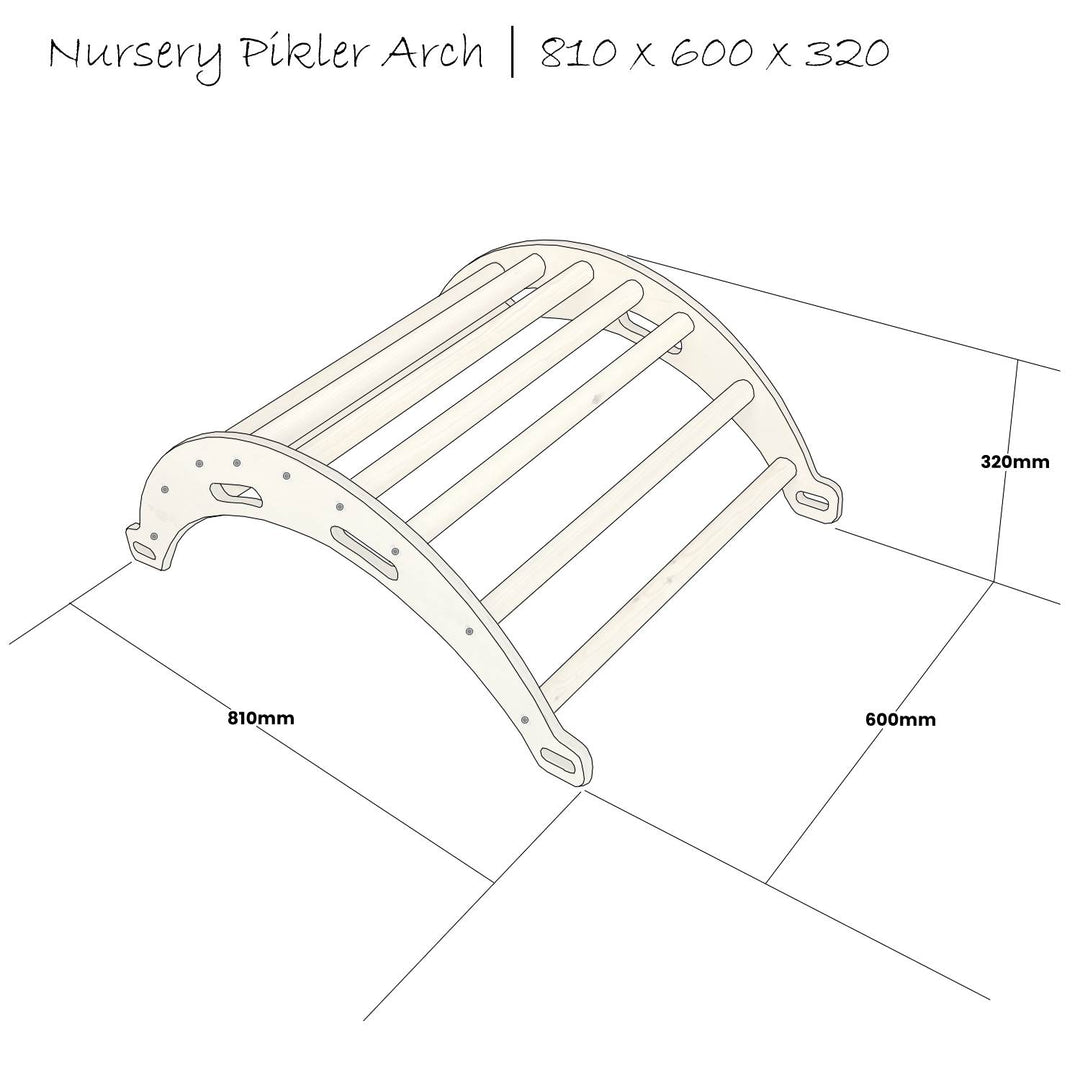 Pikler nursery size rocker arch schematic