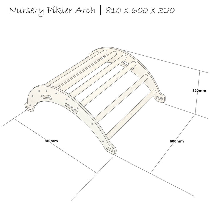 Pikler nursery size rocker arch schematic