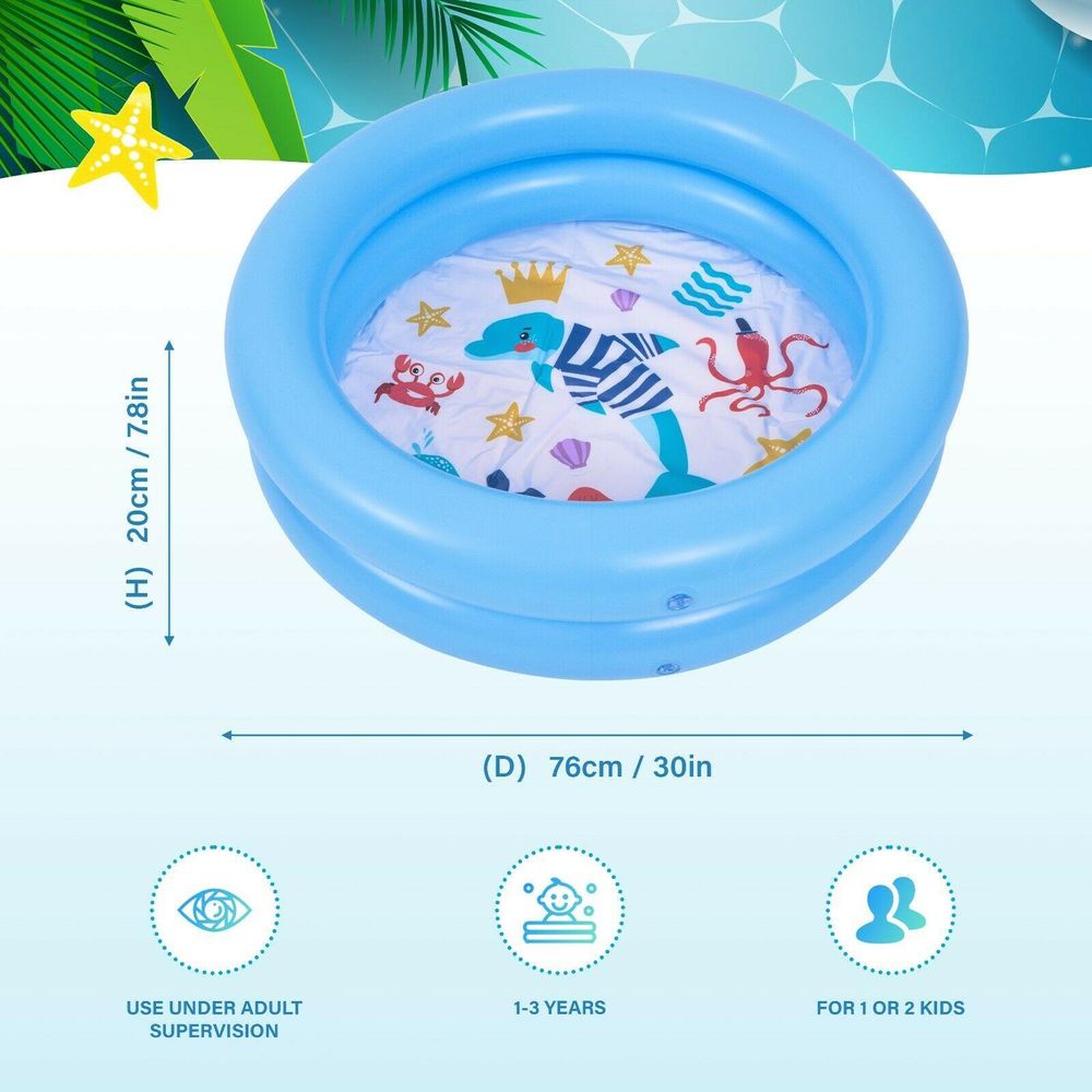 Kids 2 Ring Pool in Sea Animal Design showing Measurements