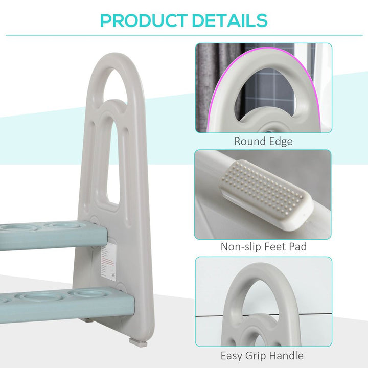 Two-Step Stool for Kids Toddlers with Handle for Toilet Potty Training HOMCOM